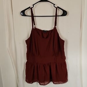 torrid Burgundy Spaghetti Strap Peplum Camisole